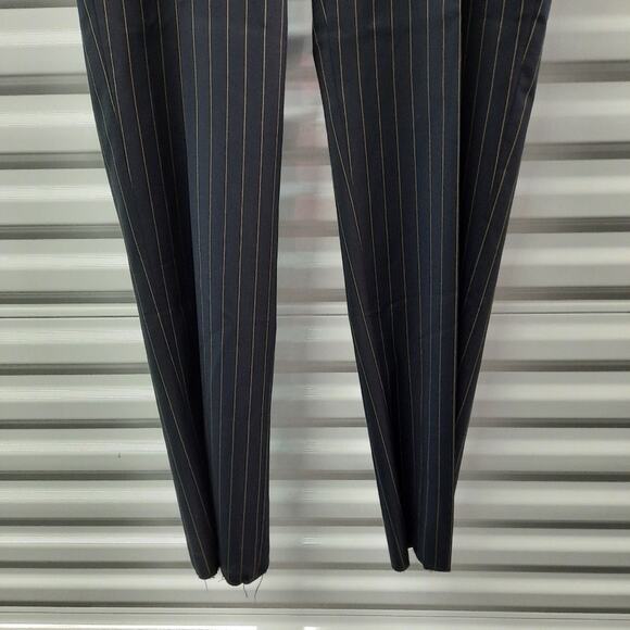 Aristo Eighteen Stirling Pants Mens 34 Navy Blue Stripe Flat Front Wool Slacks - Picture 5 of 8